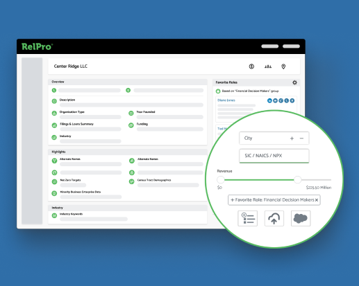Screen of RelPro third party intelligence