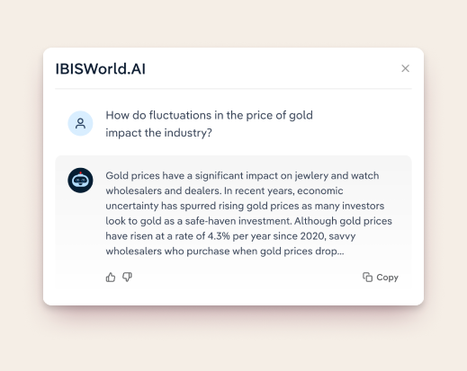 Screen of IBISWorld industry data
