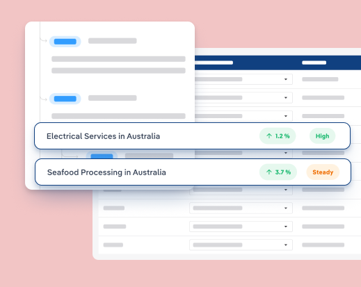 Screen with IBISWorld industry data comparing markets